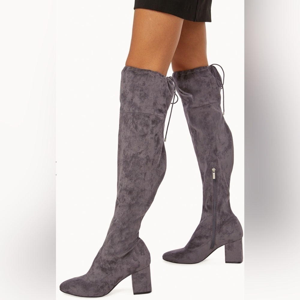Dauphine Tie Over-The-Knee Boot Color: Magnet Gray Size 8 - Picture 6 of 6